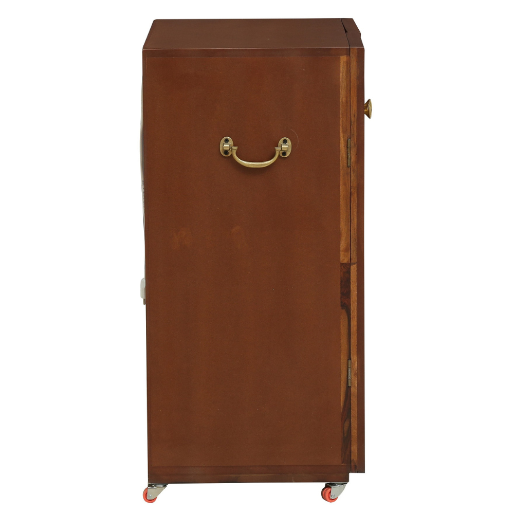 Brown MDF & Sheesham Wood Floor Rested Mandir With Door